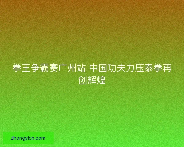 拳王争霸赛广州站 中国功夫力压泰拳再创辉煌